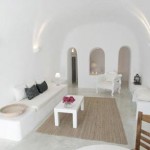 Griekse witte slaapkamer Santorini