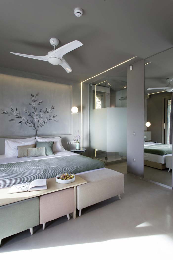 Moderne Griekse slaapkamer van luxe vakantieresort