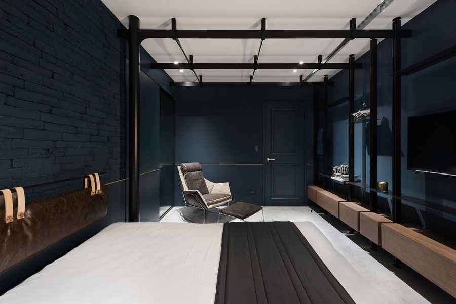 Chique slaapkamers met blauwe muren
