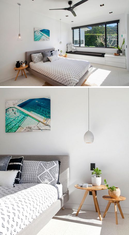 De slaapkamer van het luxe droomhuis van Australische architect