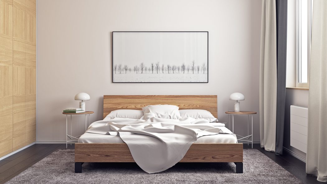 Deze moderne slaapkamer is middels een glazen scheidingswand gescheiden van de woonkamer Deze moderne slaapkamer is middels een glazen scheidingswand gescheiden van de woonkamer