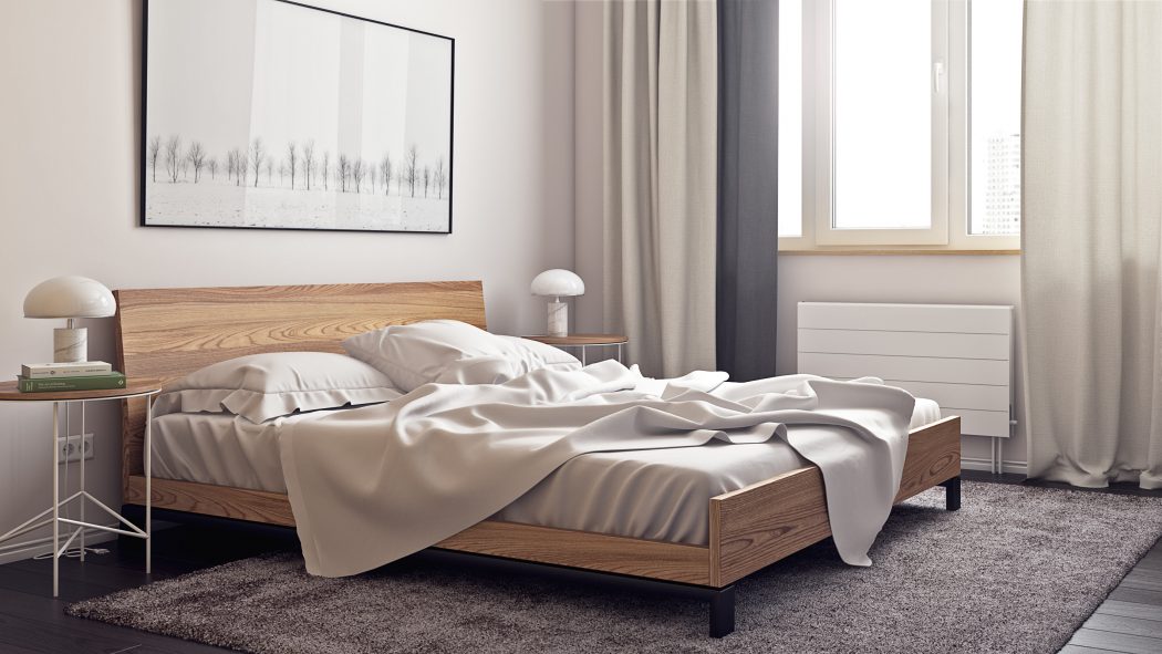 Deze moderne slaapkamer is middels een glazen scheidingswand gescheiden van de woonkamer Deze moderne slaapkamer is middels een glazen scheidingswand gescheiden van de woonkamer