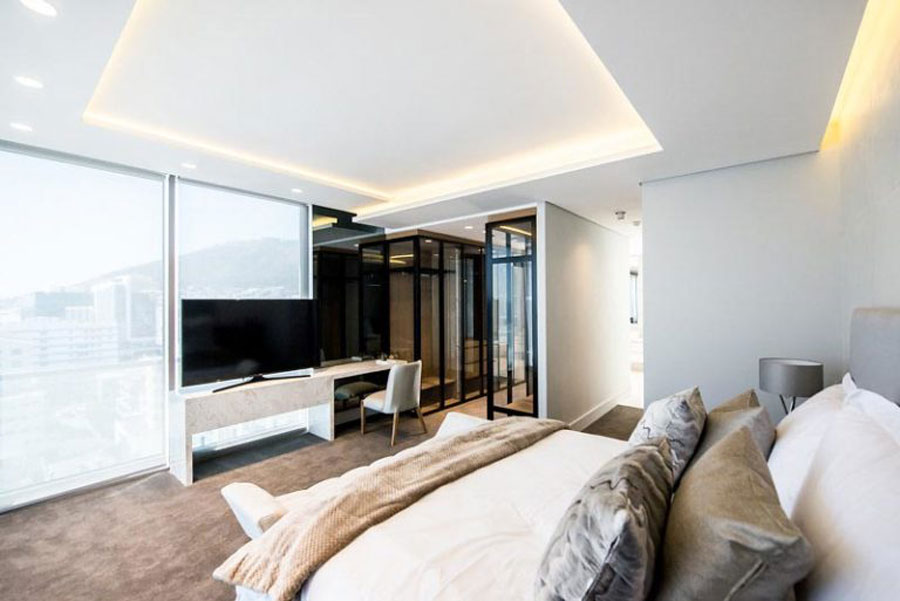 Een echte luxe slaapkamer suite van een penthouse appartement Een echte luxe slaapkamer suite van een penthouse appartement