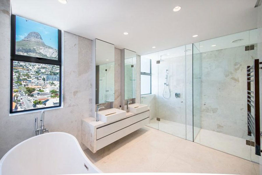 Een echte luxe slaapkamer suite van een penthouse appartement Een echte luxe slaapkamer suite van een penthouse appartement