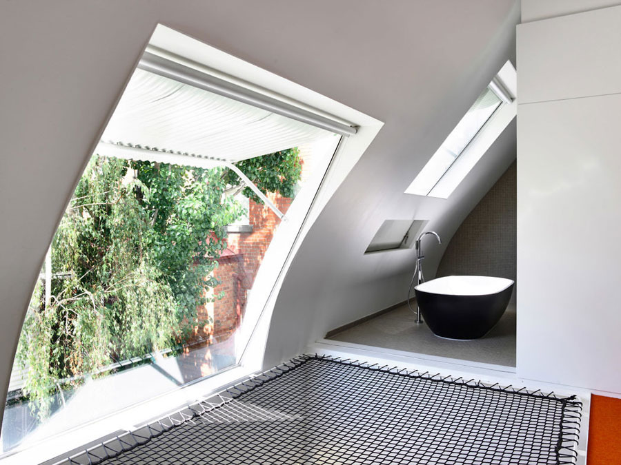 Futuristische slaapkamer met badkamer en suite Futuristische slaapkamer met badkamer en suite