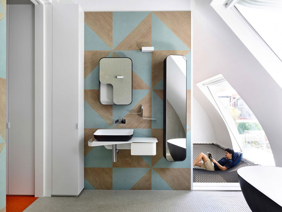 Futuristische slaapkamer met badkamer en suite Futuristische slaapkamer met badkamer en suite