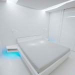 Futuristische witte slaapkamer