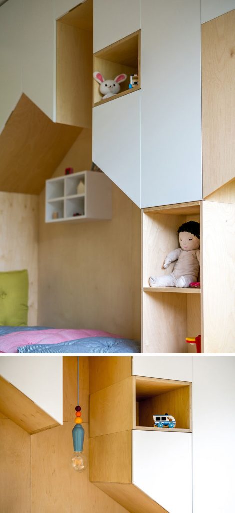 Gedeelde kinderkamer met een multifunctionele wandkast Gedeelde kinderkamer met een multifunctionele wandkast