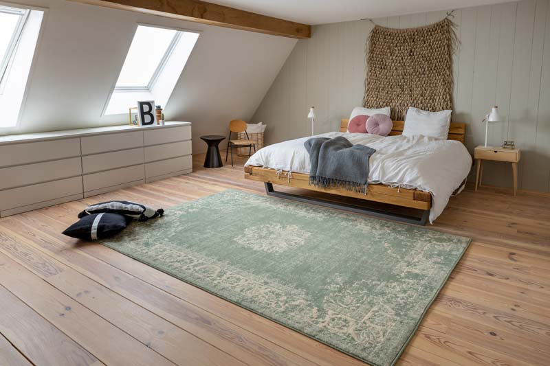 groen vloerkleed slaapkamer