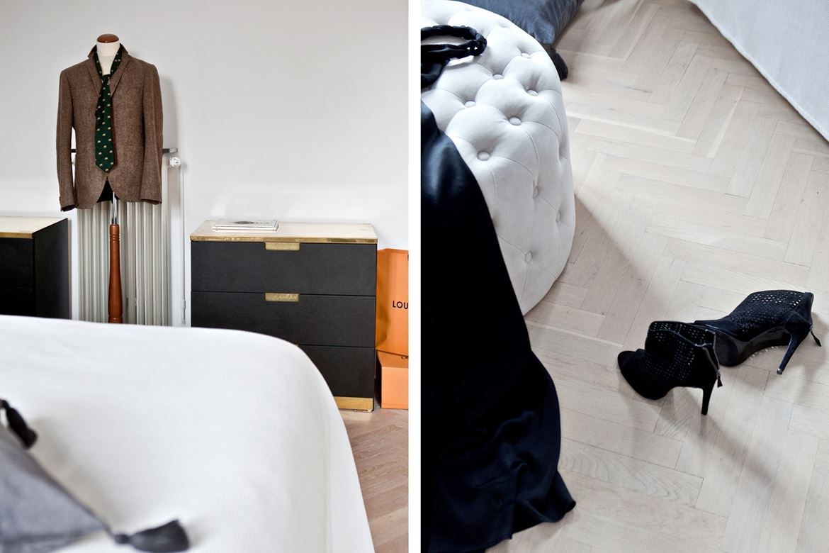 Klassieke slaapkamer met open inloopkast Klassieke slaapkamer met open inloopkast