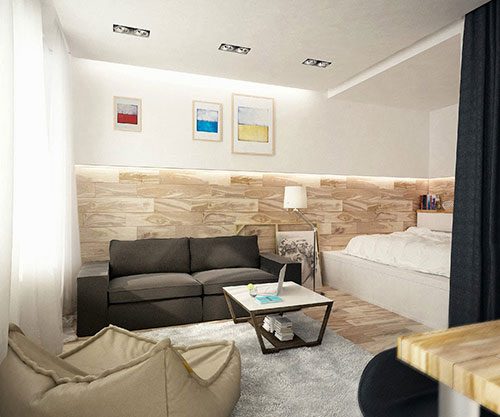 Kleine slaapkamer van klein appartement