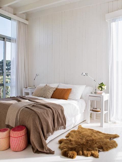 Landelijke slaapkamer van een Uruguayaans strandhuis