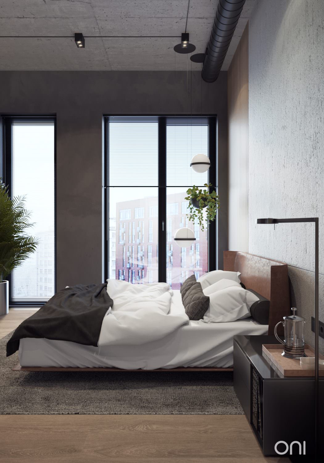 Luxe industriële loft slaapkamer in Moskou Luxe industriële loft slaapkamer in Moskou