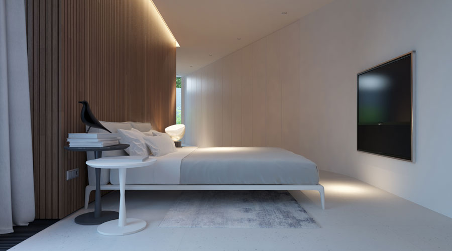 Luxe moderne slaapkamer van bungalow