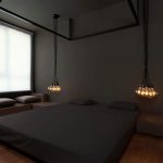Minimalistische zwarte exclusieve slaapkamer