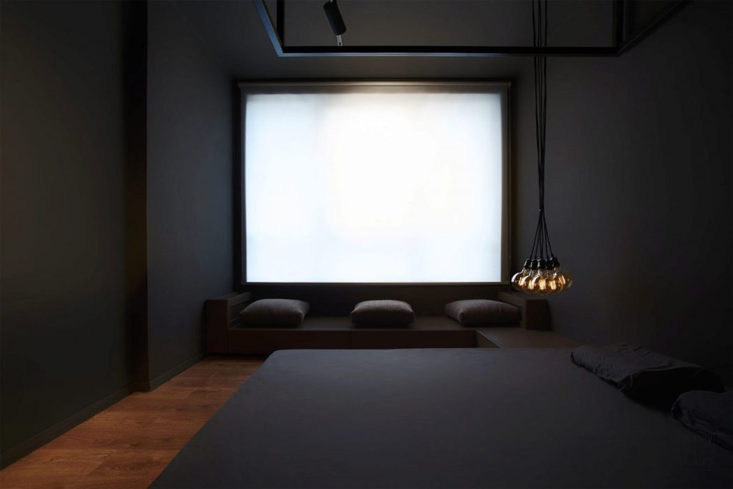 Minimalistische zwarte exclusieve slaapkamer Minimalistische zwarte exclusieve slaapkamer