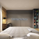 Moderne design slaapkamer met grijze muren