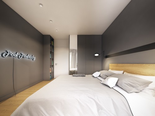 Moderne design slaapkamer met grijze muren Moderne design slaapkamer met grijze muren