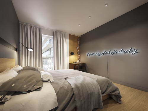 Moderne design slaapkamer met grijze muren Moderne design slaapkamer met grijze muren