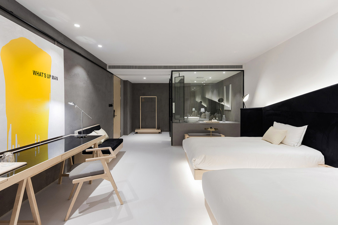 Moderne minimalistische kamers van het Wheat Youth Arts Hotel