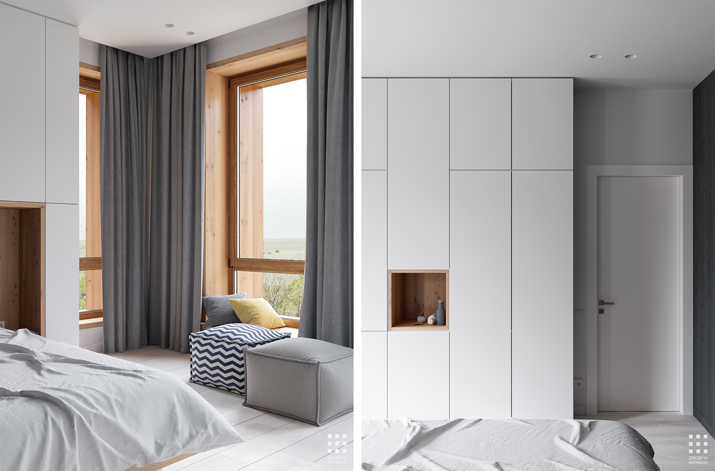 Moderne slaapkamer 3d ontwerpen door ZROBYM architects Moderne slaapkamer 3d ontwerpen door ZROBYM architects