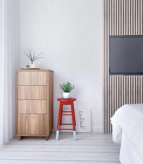 Moderne slaapkamer met blauw als hoofdkleur Moderne slaapkamer met blauw als hoofdkleur