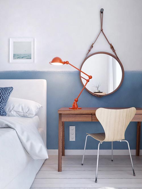 Moderne slaapkamer met blauw als hoofdkleur Moderne slaapkamer met blauw als hoofdkleur