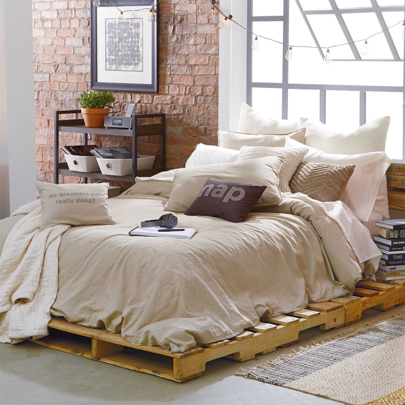 moderne slaapkamer ideeën houten pallets bed