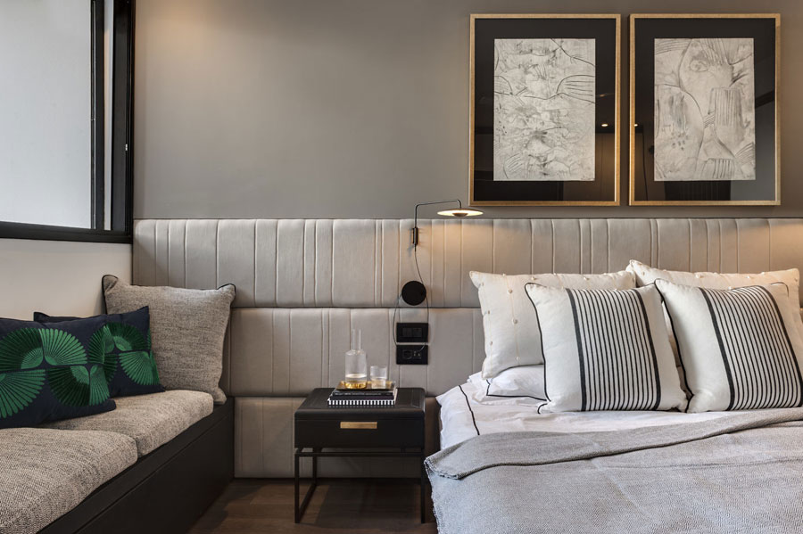 Moderne slaapkamer met een chique afwerking Moderne slaapkamer met een chique afwerking