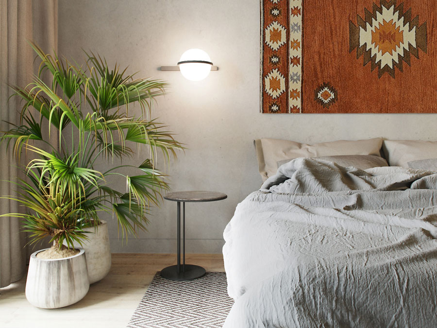 Moderne slaapkamer met een mediterraanse sfeer