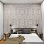 Moderne slaapkamer met hout en grafisch behang