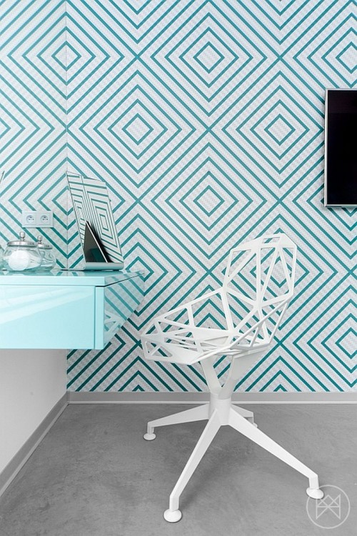 Moderne slaapkamer met turquoise accenten Moderne slaapkamer met turquoise accenten