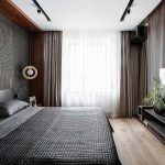 Moderne slaapkamer met zwart en hout
