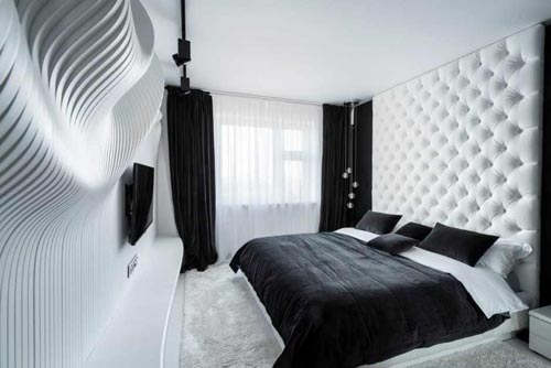 Moderne zwart witte slaapkamer
