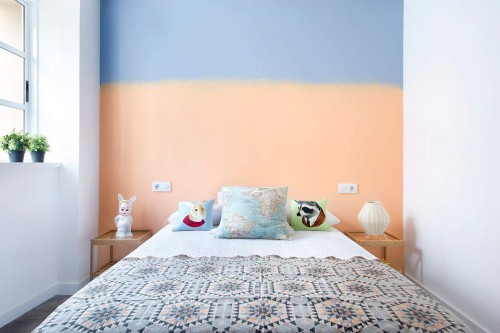 Ombre muur in Spaanse slaapkamer Ombre muur in Spaanse slaapkamer