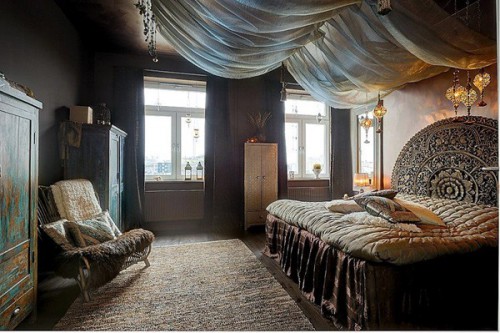 Romantische donkere slaapkamer uit Stockholm