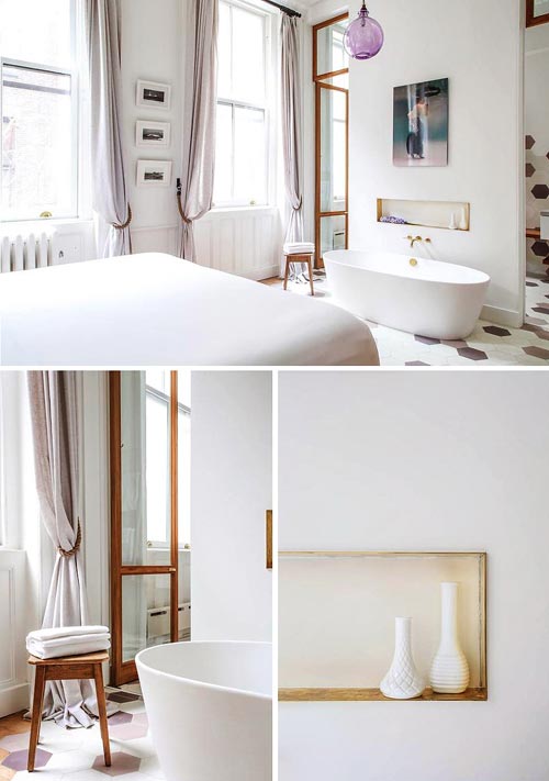 Romantische slaapkamer met vrijstaand bad Romantische slaapkamer met vrijstaand bad
