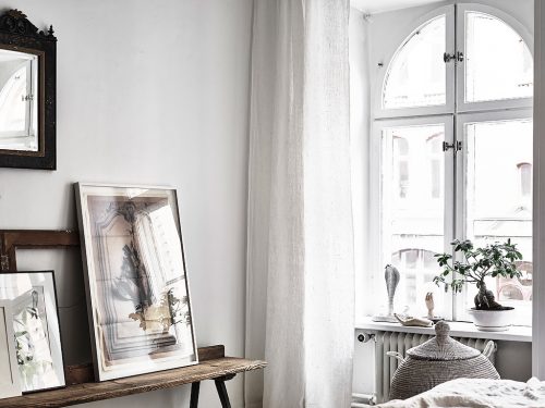 Scandinavische slaapkamer in bohemian vintage stijl Scandinavische slaapkamer in bohemian vintage stijl