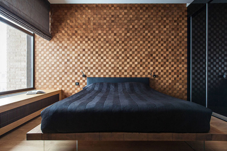 Sfeervolle slaapkamer met veel gebruik van hout Sfeervolle slaapkamer met veel gebruik van hout