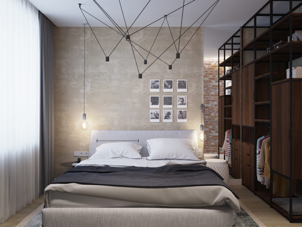Slaapkamer met betonstuc Slaapkamer met betonstuc