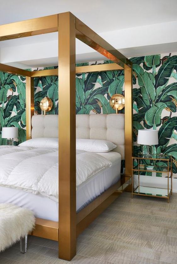 Slaapkamer botanisch behang Slaapkamer botanisch behang