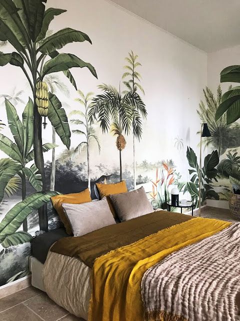 Slaapkamer botanisch behang Slaapkamer botanisch behang