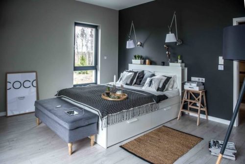 Slaapkamer in Polen met een Scandinavisch tintje Slaapkamer in Polen met een Scandinavisch tintje