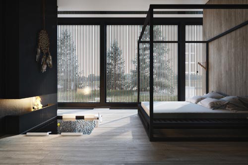 Slaapkamer met bad in vloer Slaapkamer met bad in vloer