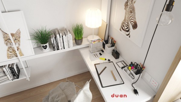 Slaapkamer met grote wand werkplek Slaapkamer met grote wand werkplek