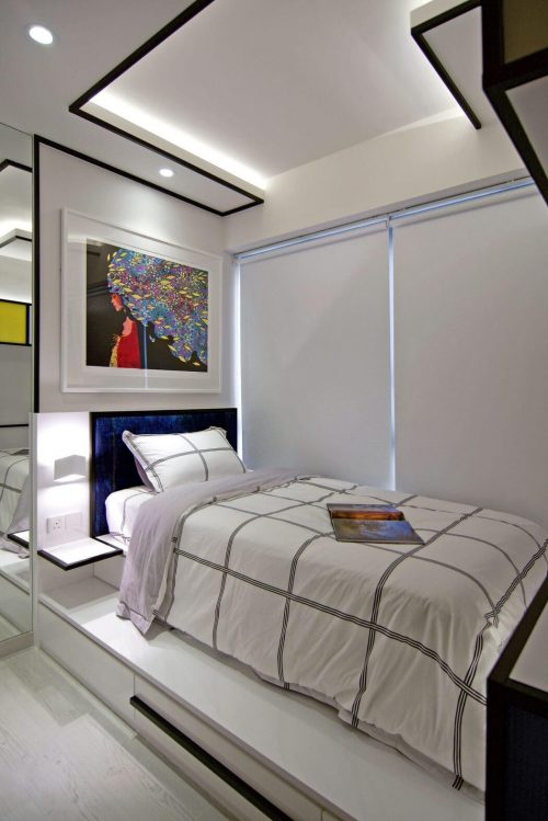Slaapkamer met Mondriaan als thema Slaapkamer met Mondriaan als thema