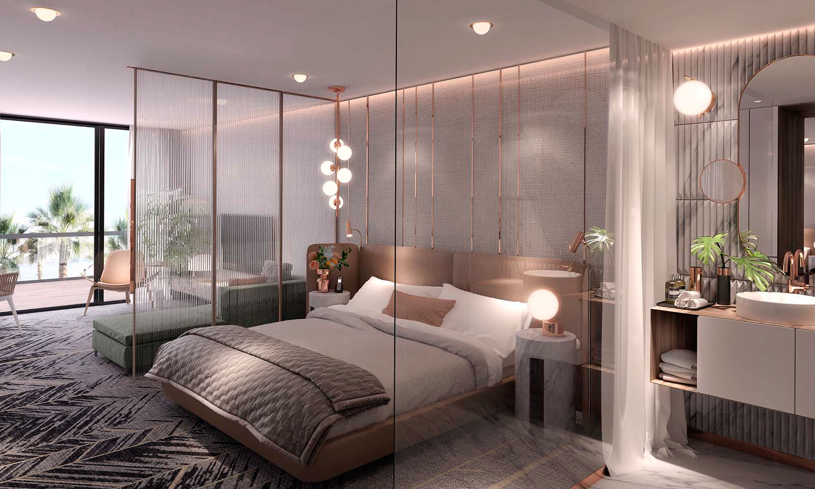 slaapkamer-ontwerp-met-koper-en-marmer slaapkamer-ontwerp-met-koper-en-marmer