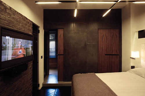 Slaapkamer ontwerp met verschillende texturen Slaapkamer ontwerp met verschillende texturen