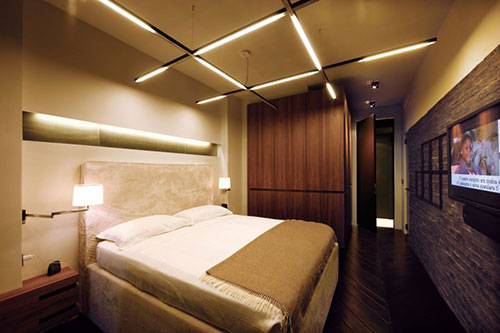 Slaapkamer ontwerp met verschillende texturen