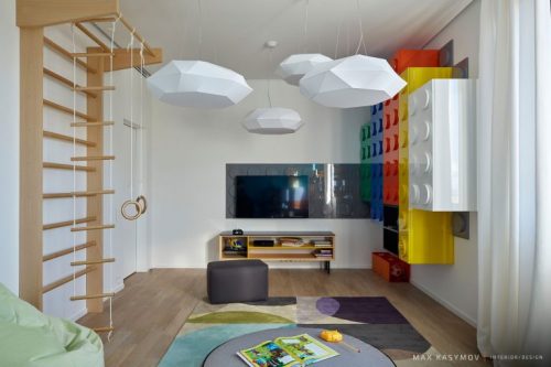 Speelse kinderkamer met een grote speelhoek Speelse kinderkamer met een grote speelhoek